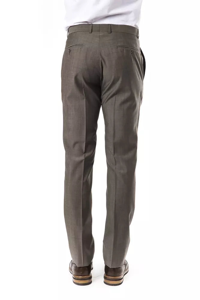 Uominitaliani Gray Wool Mens Pants
