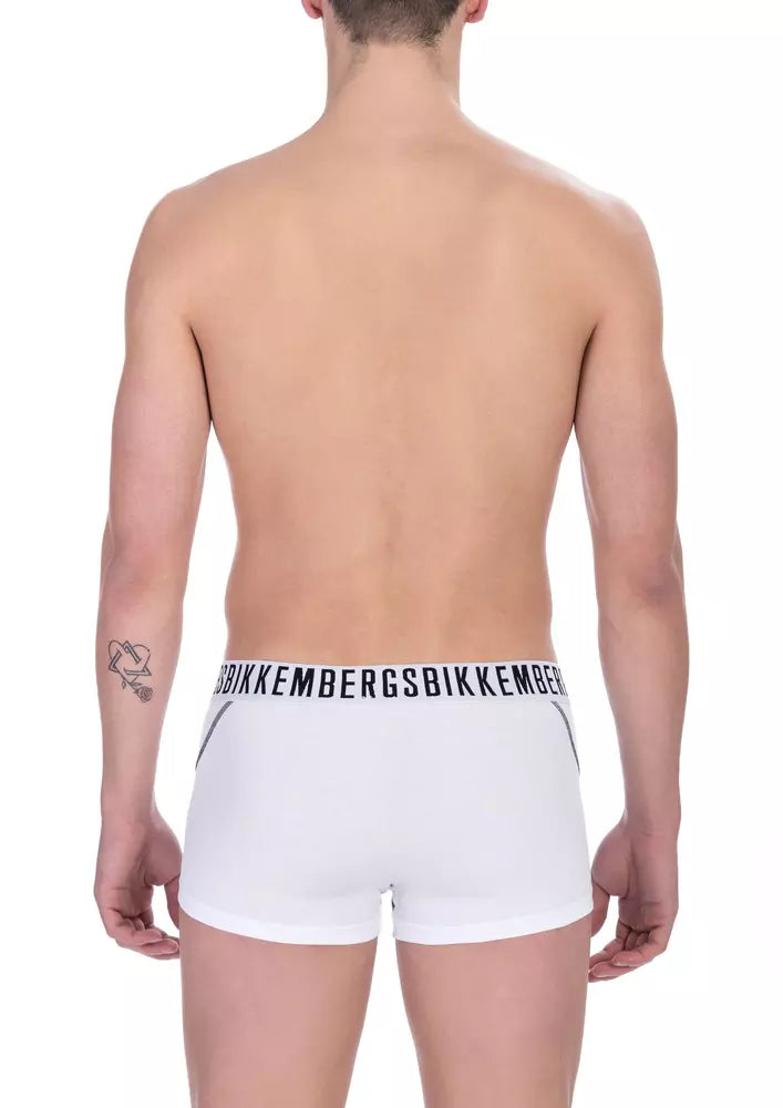 Bikkembergs White Cotton Men's Underwear Trunk Set