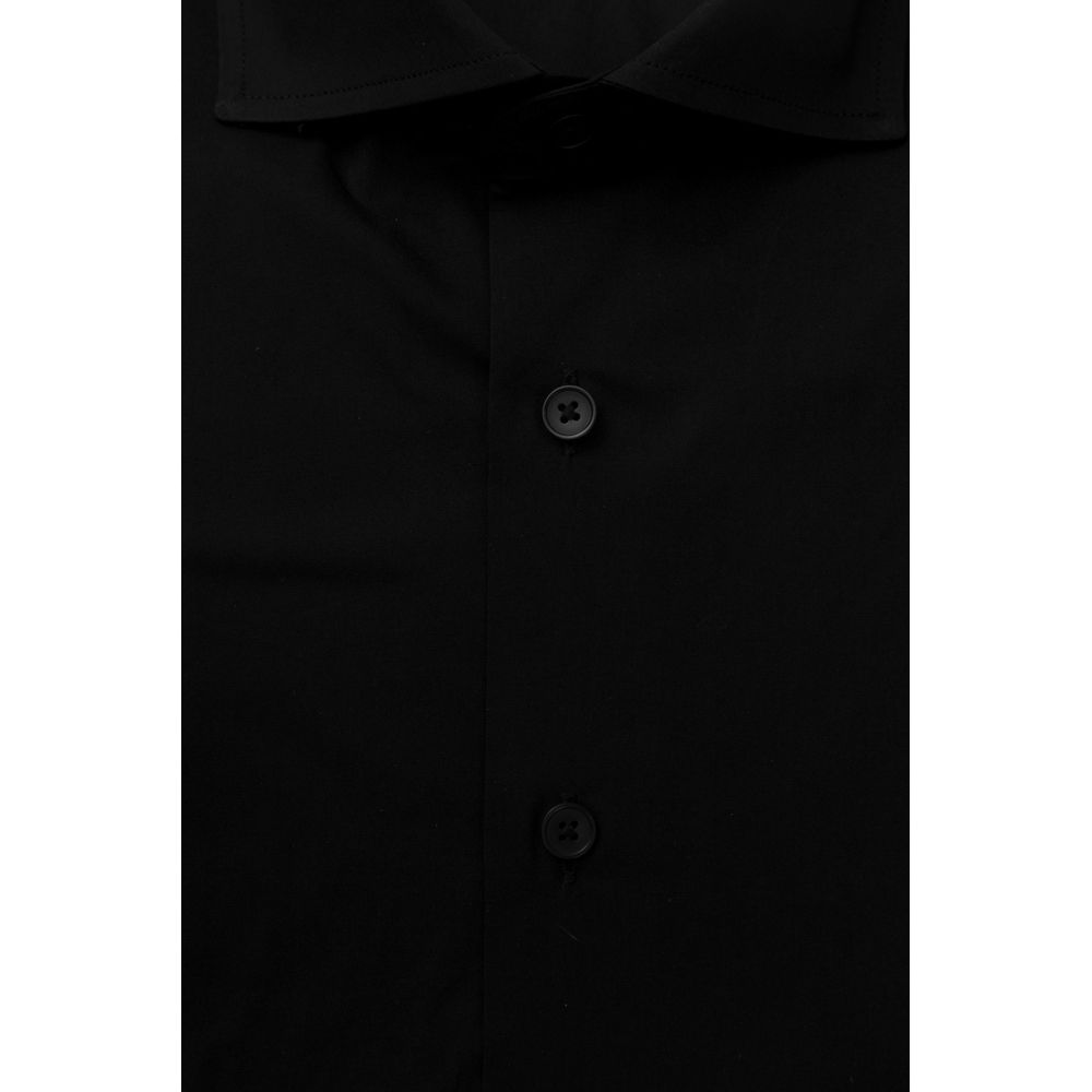 Bagutta Black Cotton Men's Slim Shirt