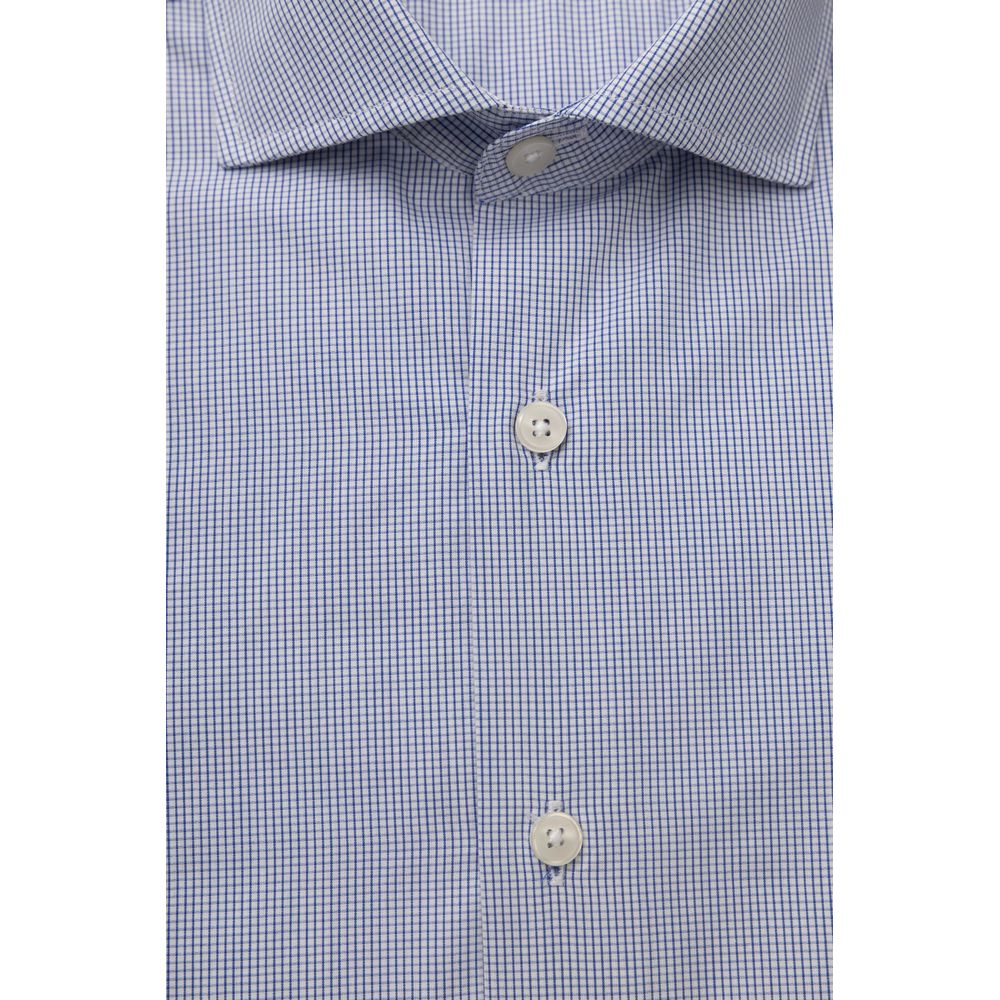 Bagutta "Light Blue Cotton Men's Shirt with French Collar"