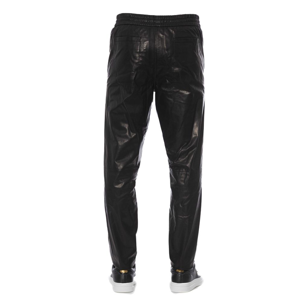 Trussardi Black Leather Men's Trousers