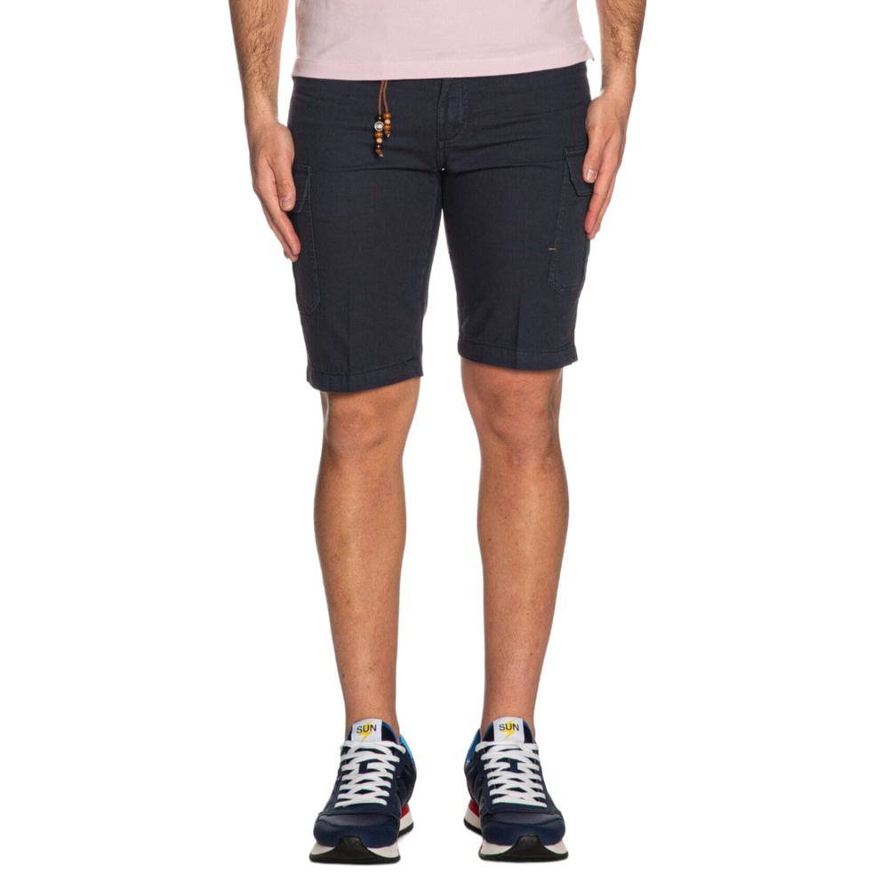 Yes Zee Blue Cotton Men Bermuda Shorts