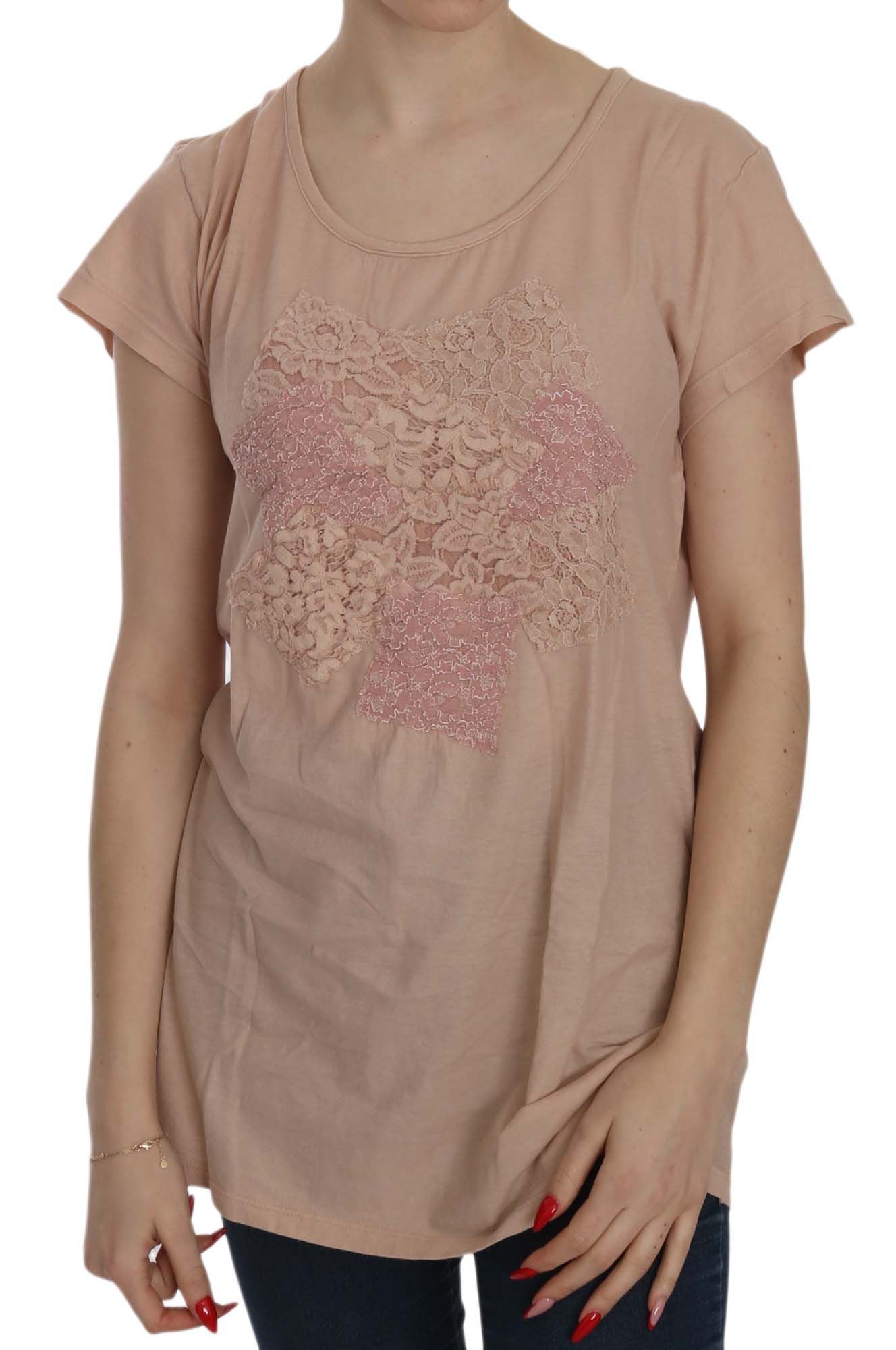 PINK MEMORIES Elegant Cream Lace Round Neck Blouse