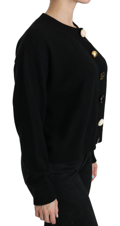 Dolce & Gabbana Elegant Black Cashmere Cardigan Top