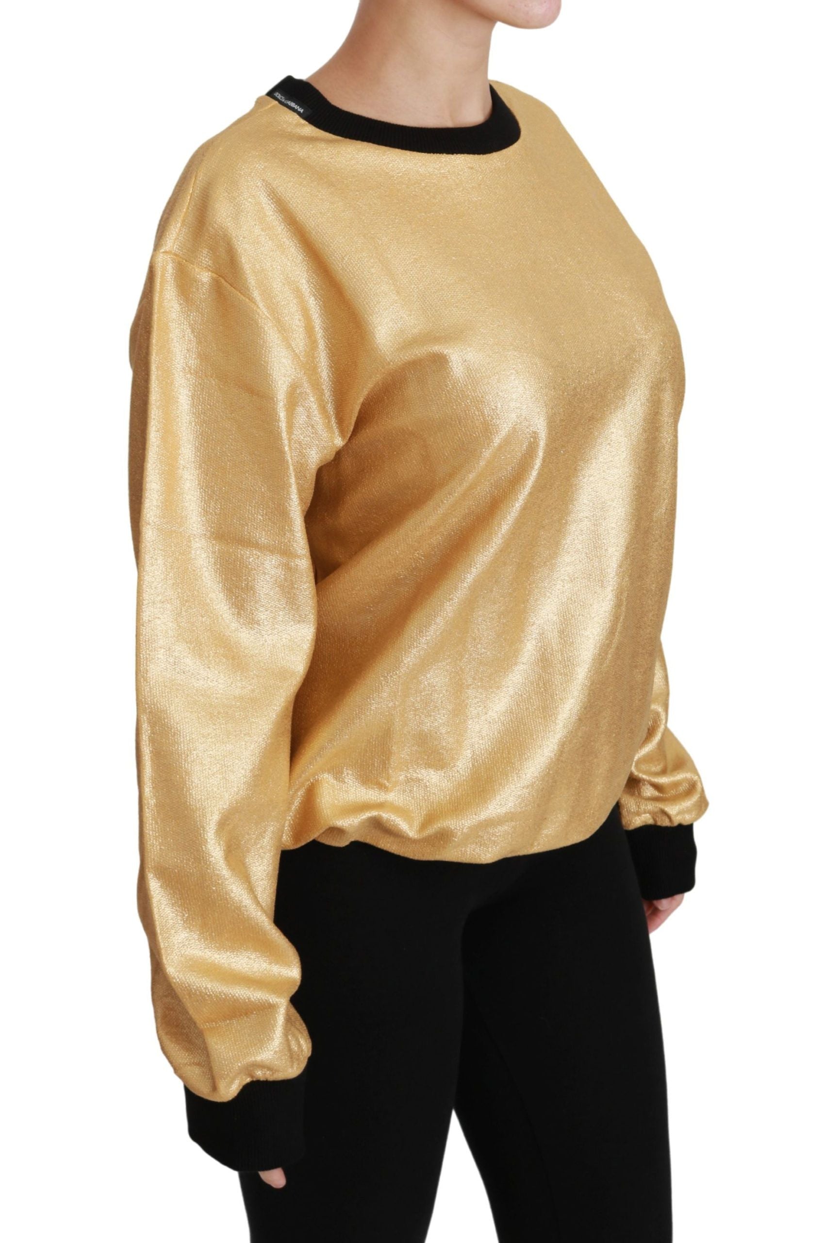 Dolce & Gabbana Elegant Gold Crew Neck Cotton Sweater