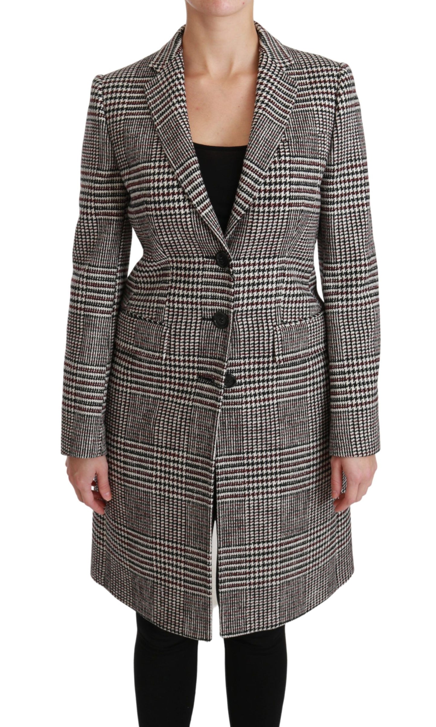 Dolce & Gabbana Elegant Multicolor Checked Knee-Length Jacket Coat