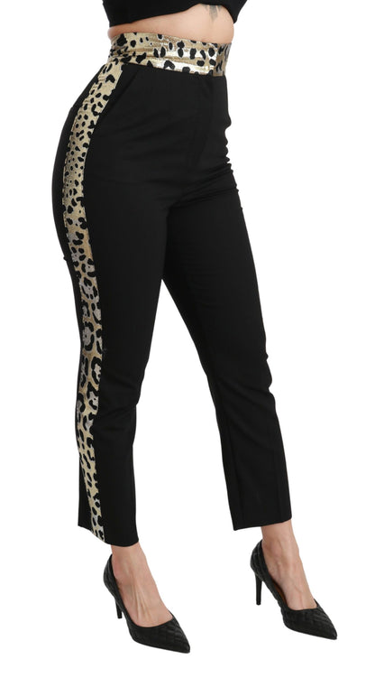 Dolce & Gabbana Gold Leopard Jacquard High Waist Pants