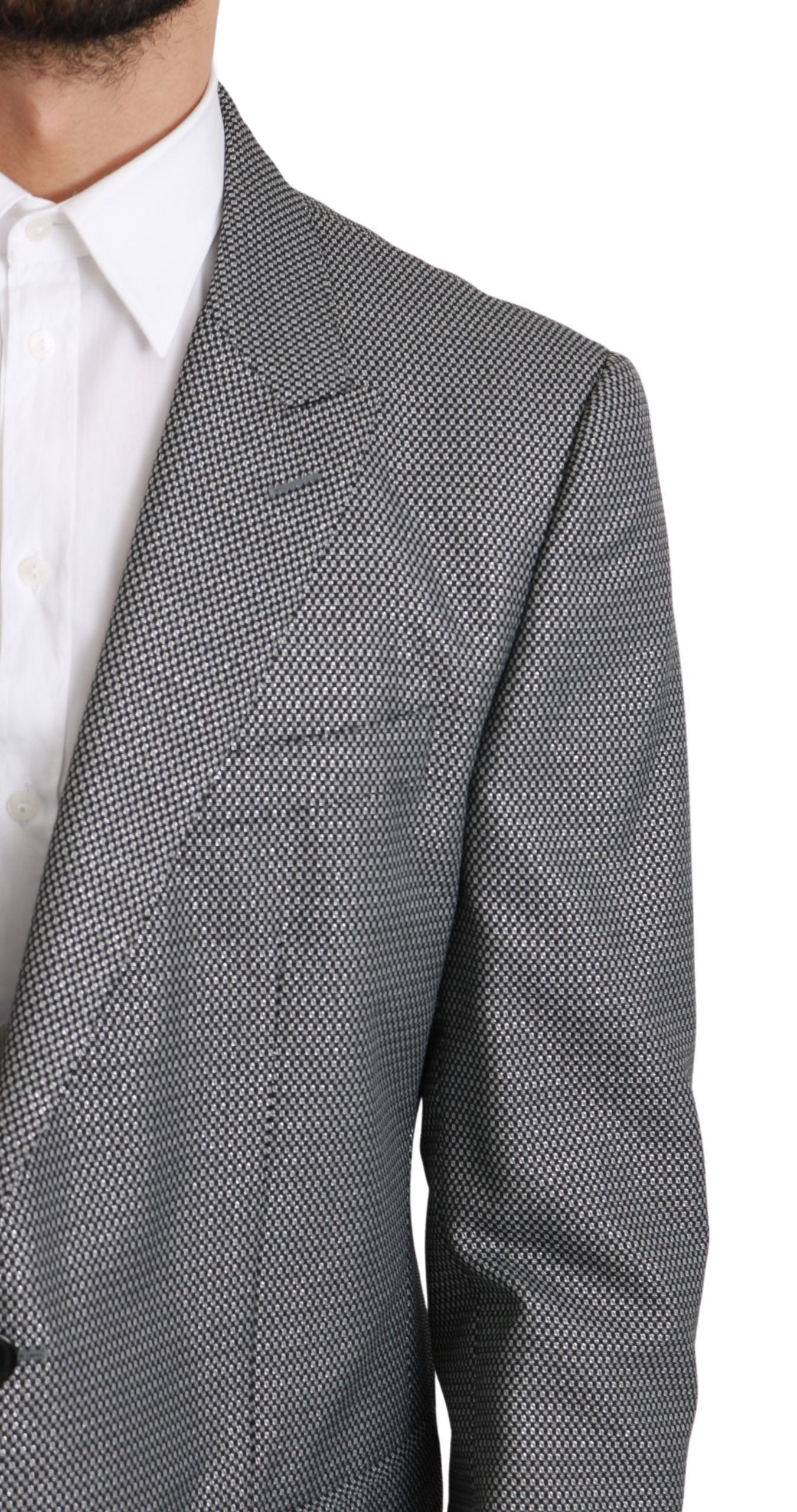 Dolce & Gabbana Elegant Gray Fantasy Pattern Slim Fit Blazer