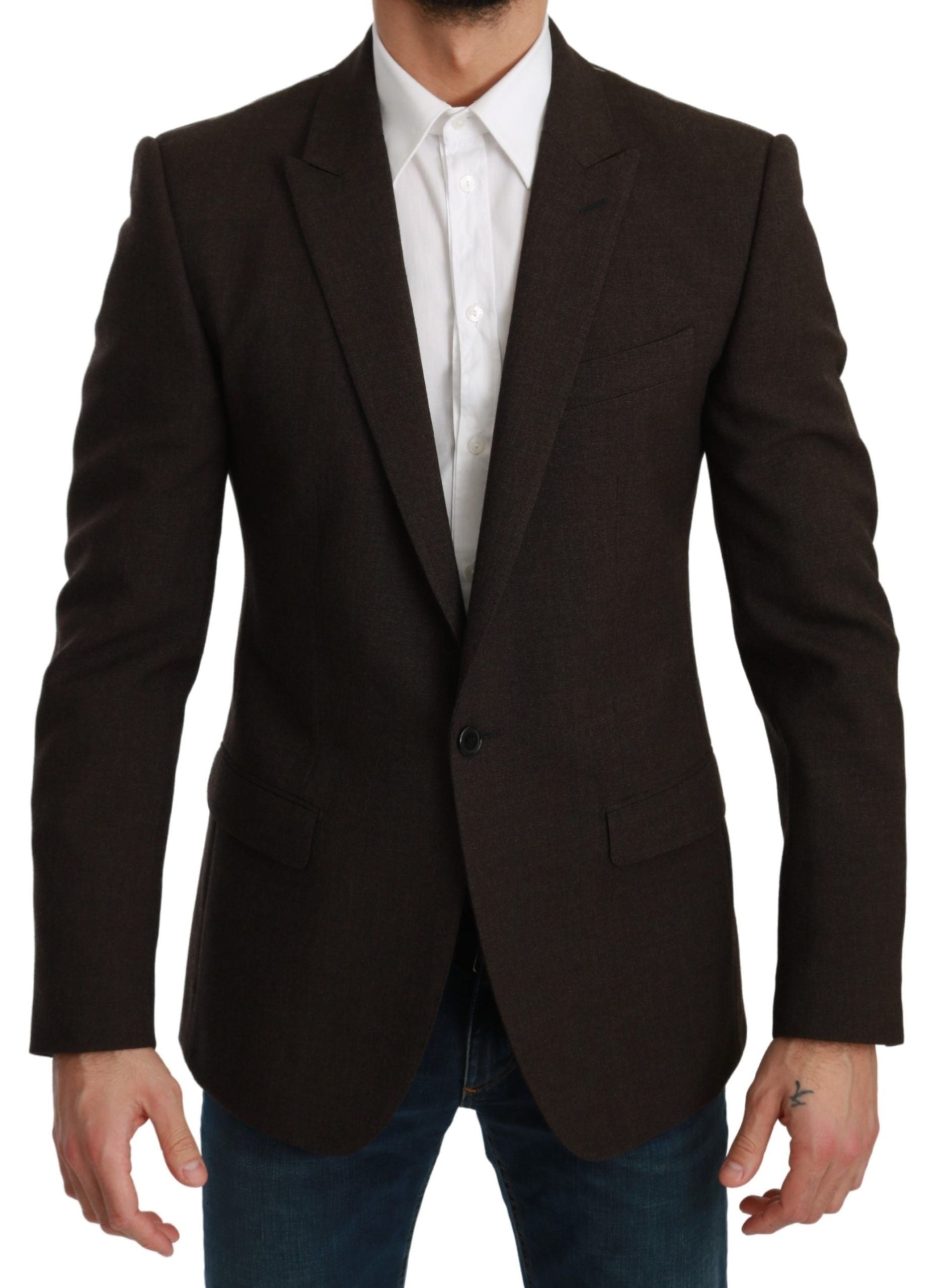 Dolce & Gabbana Elegant Brown Virgin Wool Martini Blazer