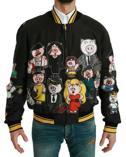 Dolce & Gabbana Multicolor Motive Bomber Style Jacket