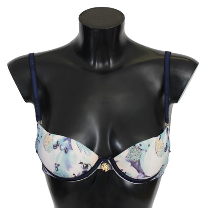 Roberto Cavalli Elegant Push-Up Bra in Blue Print