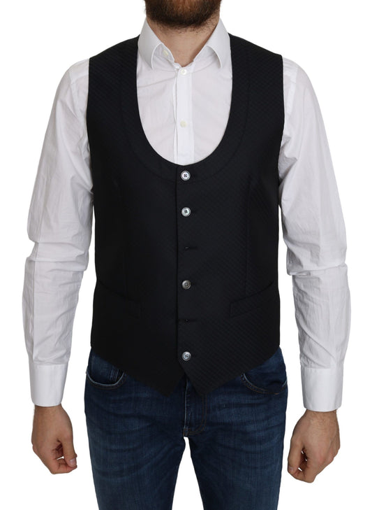 Dolce & Gabbana Elegant Blue Silk-Blend Formal Vest