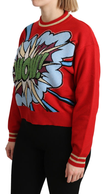 Dolce & Gabbana Radiant Red Cartoon Motive Cashmere Sweater