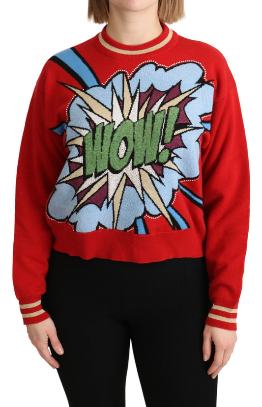 Dolce & Gabbana Radiant Red Cartoon Motive Cashmere Sweater