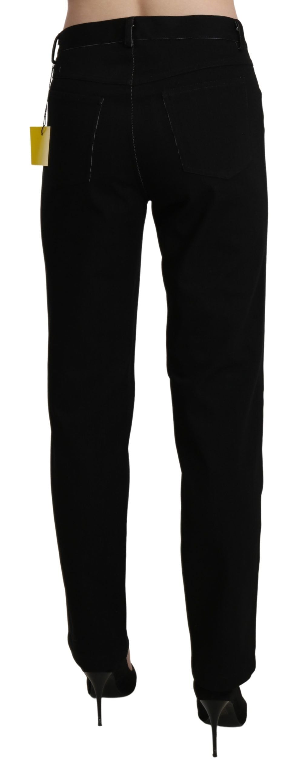 BENCIVENGA Elegant High Waist Straight Black Trousers