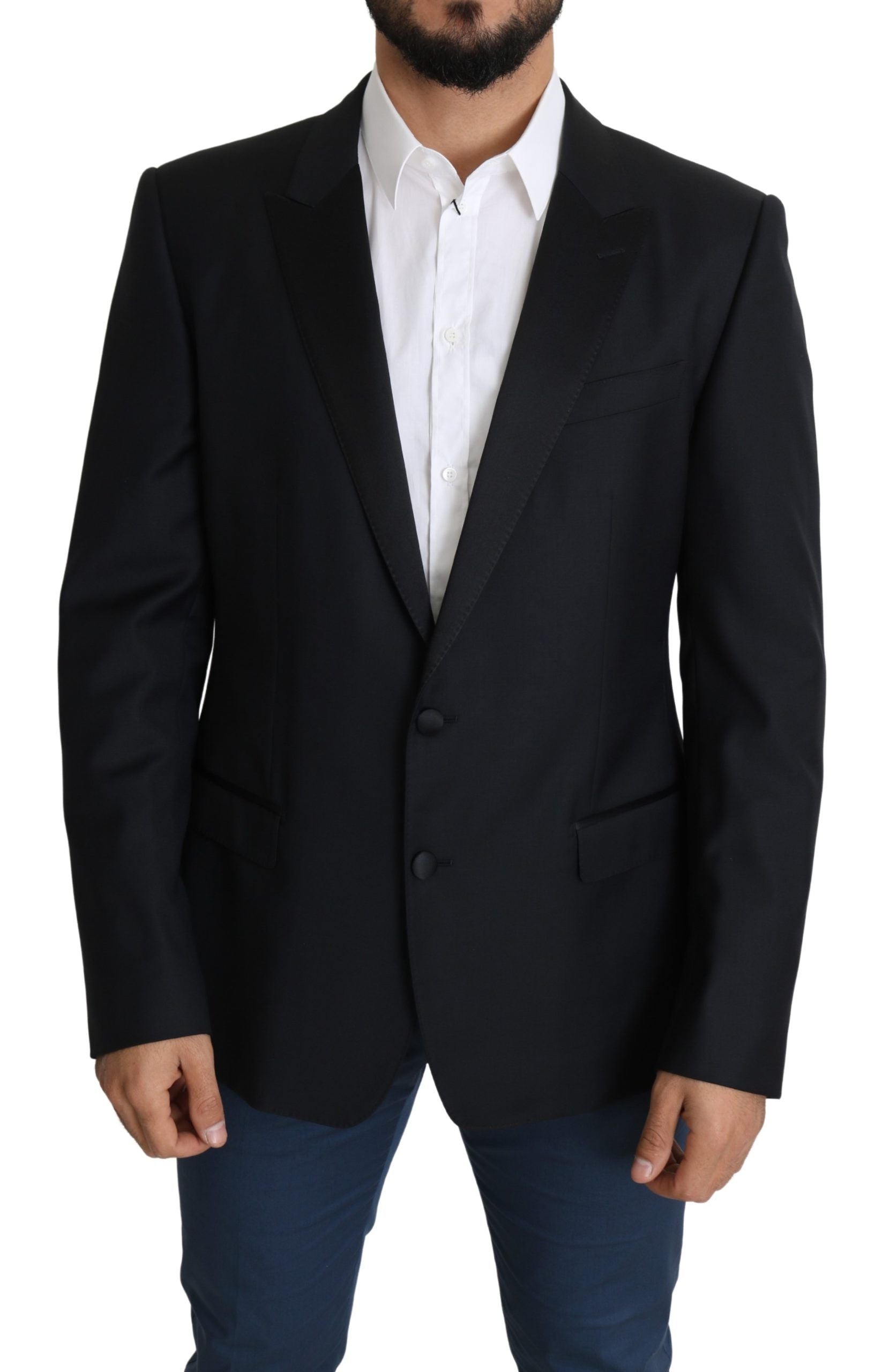 Dolce & Gabbana Elegant Black Virgin Wool Silk Blend Blazer