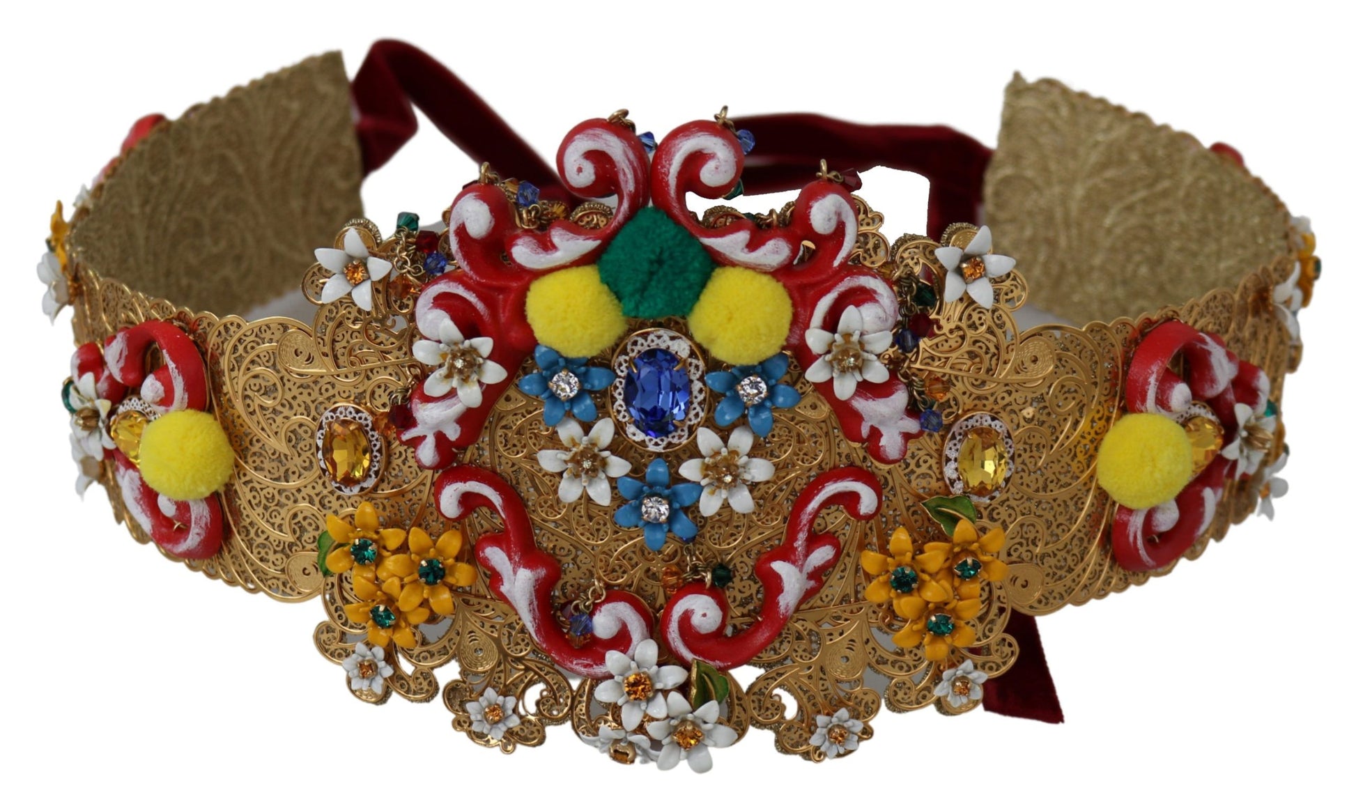 Dolce & Gabbana Gold-Tone Floral Crystal Waist Belt