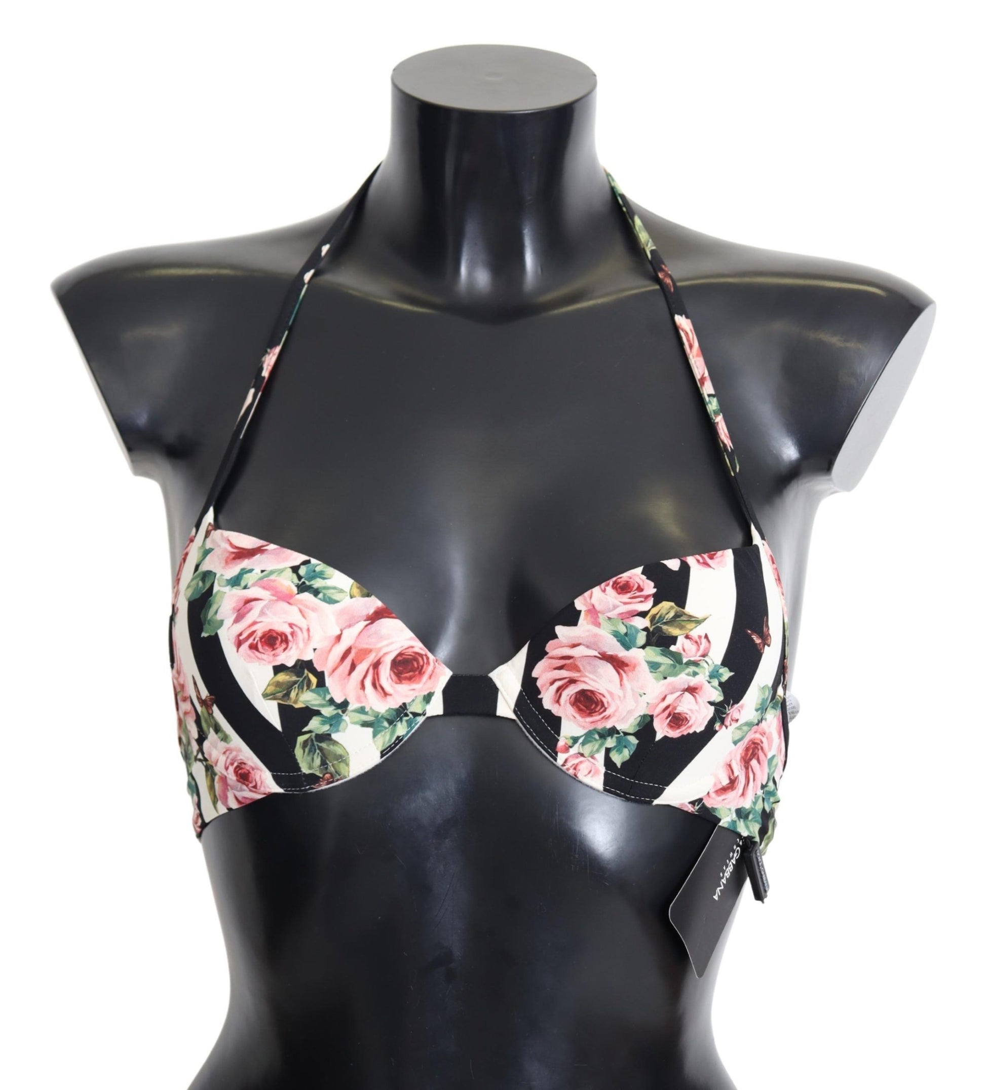 Dolce & Gabbana Elegant Rose Print Bikini Top