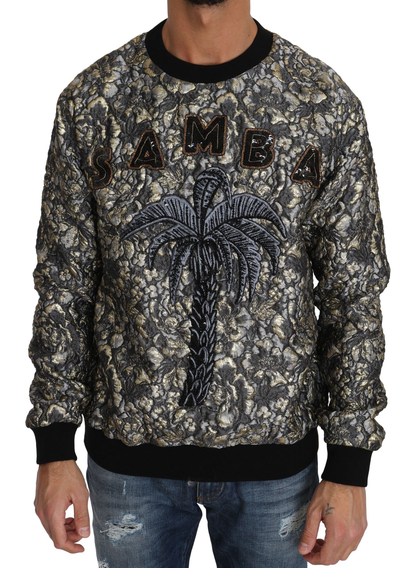 Dolce & Gabbana Samba Jacquard Palm Crewneck Sweater