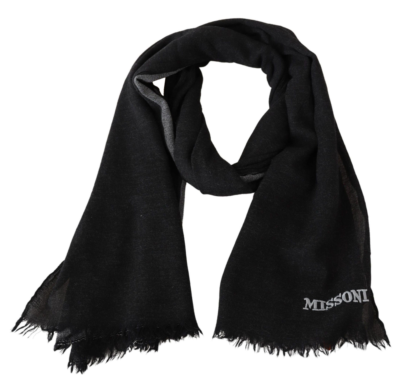 Missoni Elegant Wool Scarf with Signature Embroidery