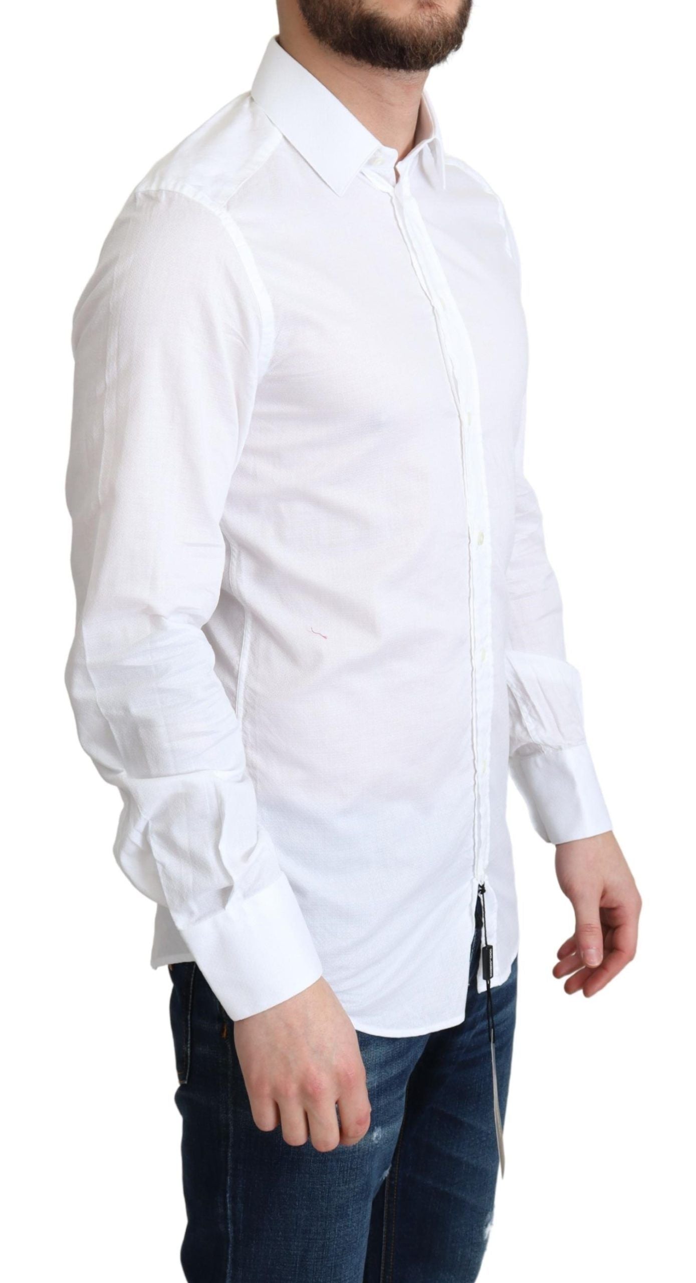 Dolce & Gabbana Elegant White Cotton Dress Shirt Slim Fit