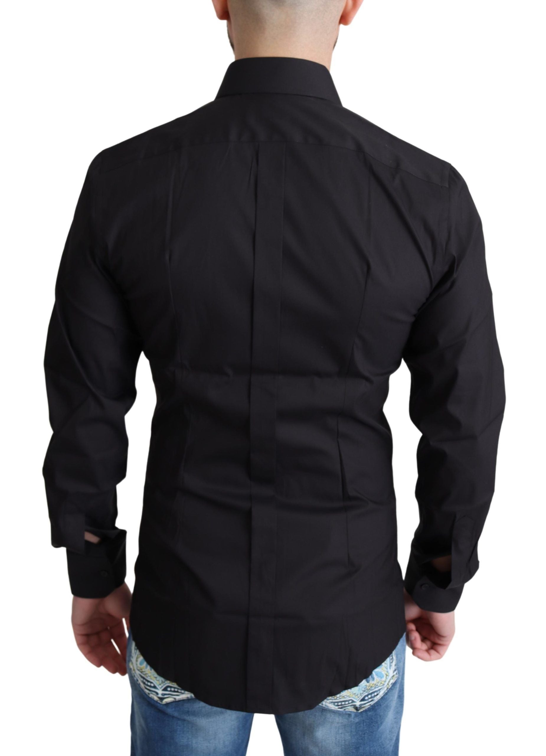 Dolce & Gabbana Elegant Black Gold Slim Fit Dress Shirt