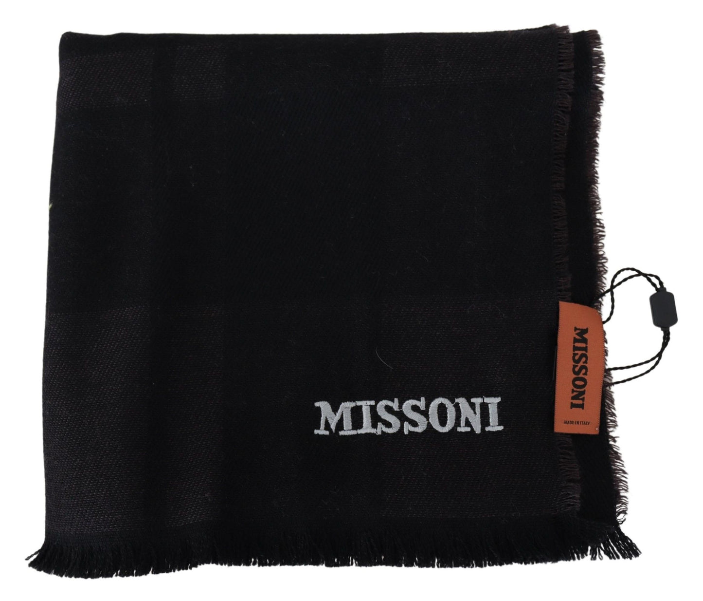 Missoni Elegant Black Wool Scarf with Logo Embroidery