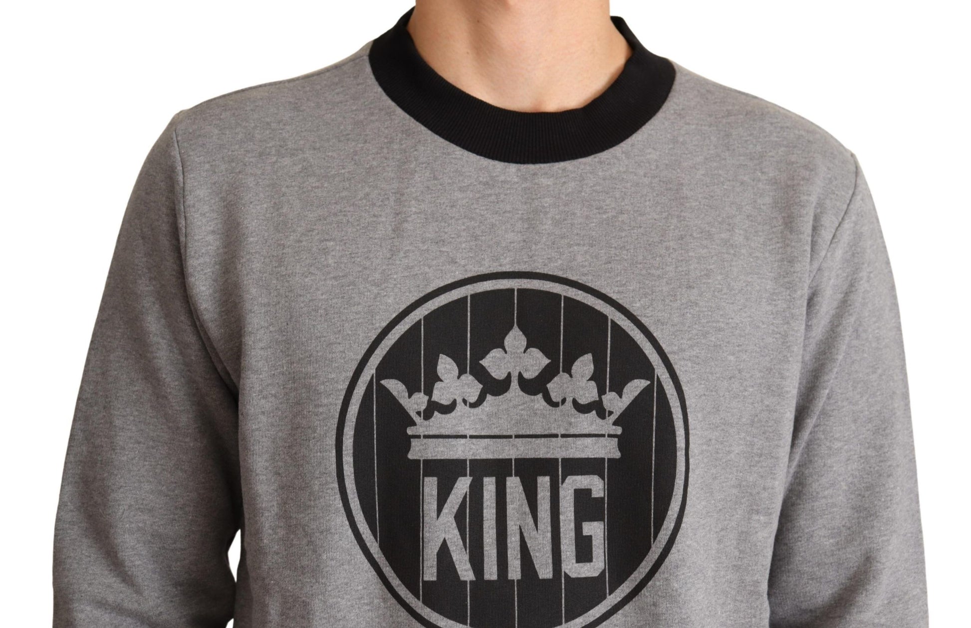 Dolce & Gabbana Elegant Gray Crown Motif Crewneck Sweater