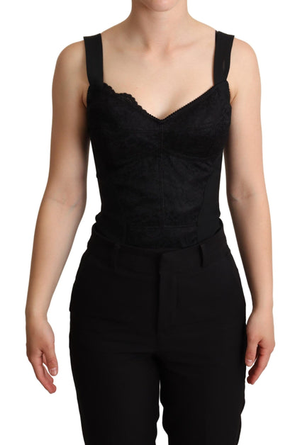 Dolce & Gabbana Elegant Black Lace Bodysuit Corset Dress