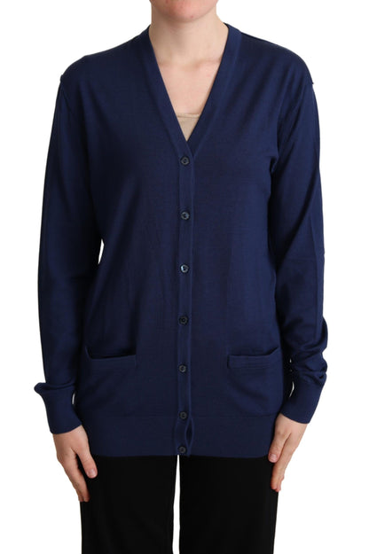 Dolce & Gabbana Elegant Virgin Wool Blue Cardigan