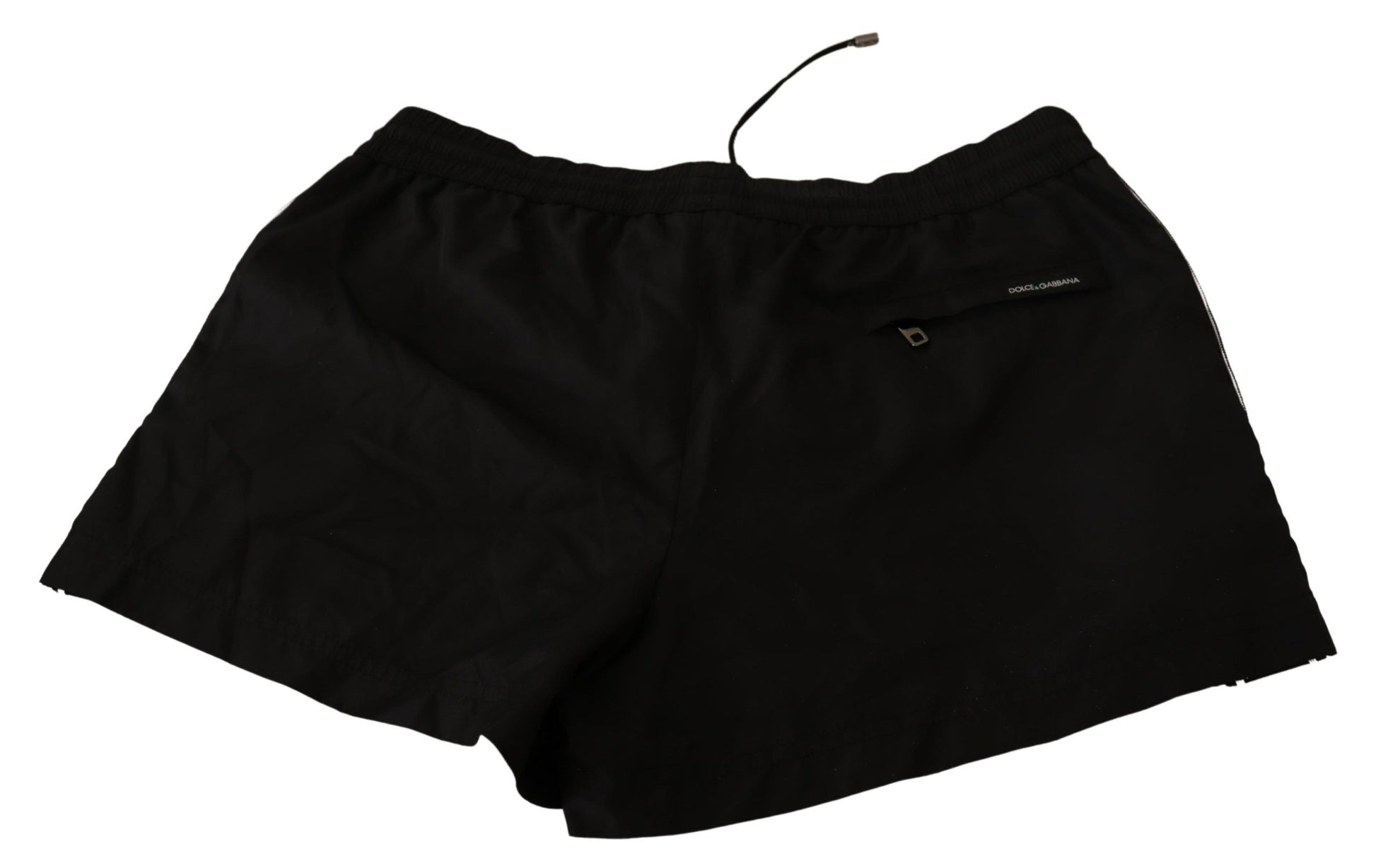 Dolce & Gabbana Elegant Black KING Motive Swim Trunks