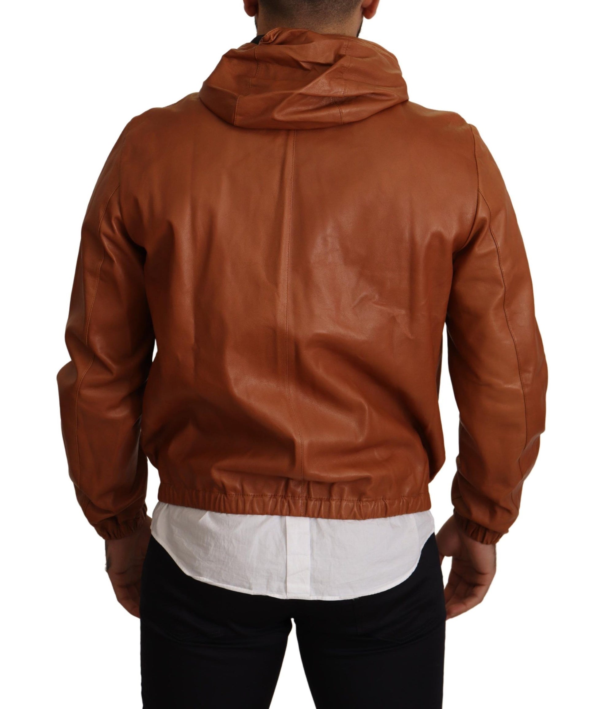 Dolce & Gabbana Elegant Brown Leather Bomber Jacket