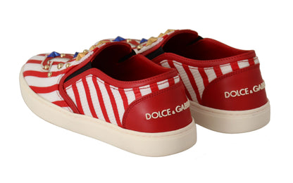 Dolce & Gabbana Stripe Print Studded Loafers