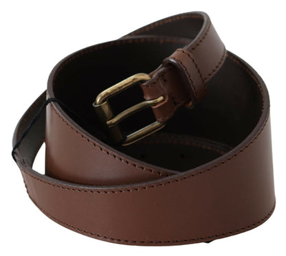 PLEIN SUD Chic Brown Leather Fashion Belt with Bronze-Tone Hardware