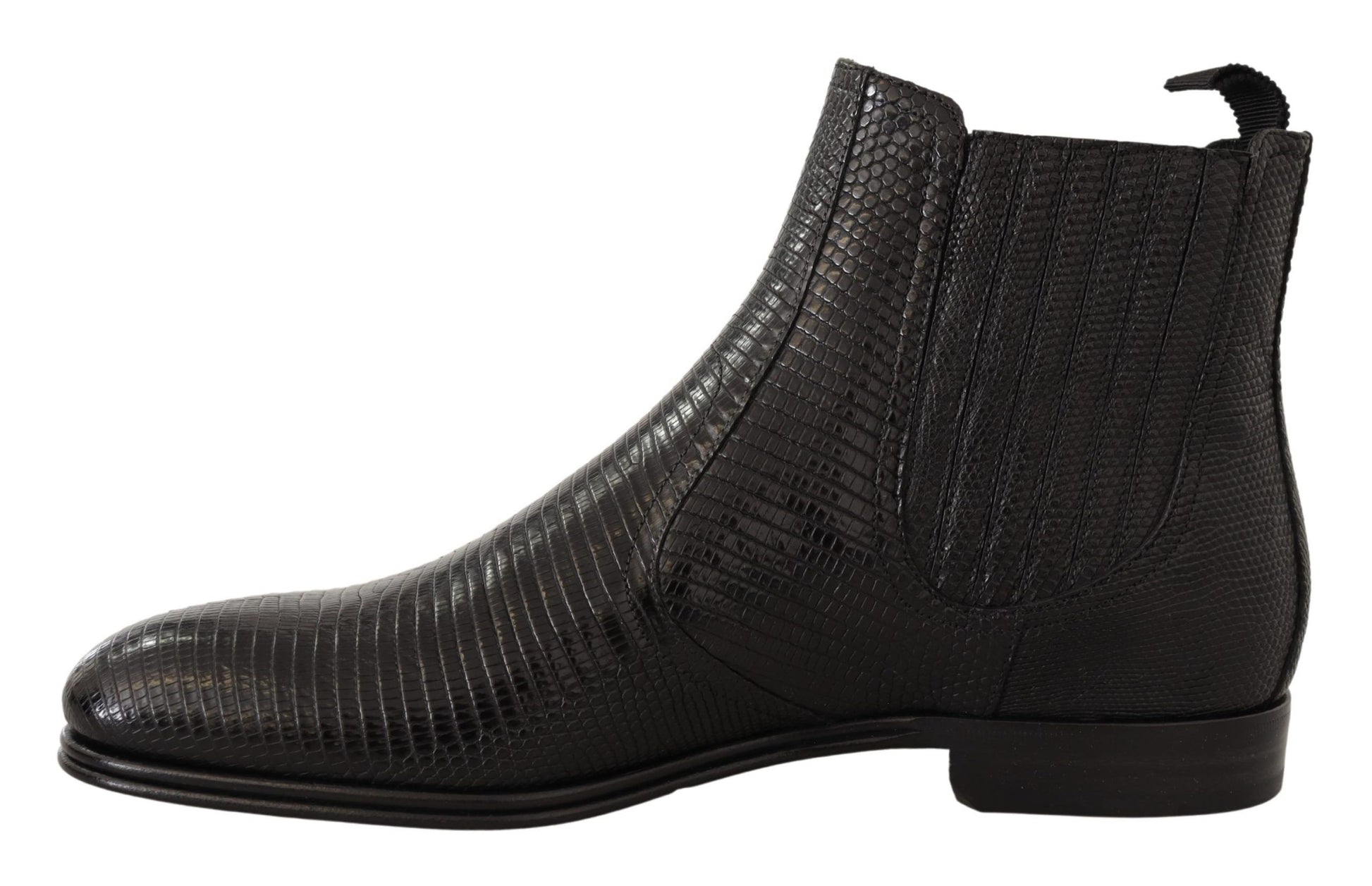 Dolce & Gabbana Elegant Black Leather Lizard Skin Derby Boots