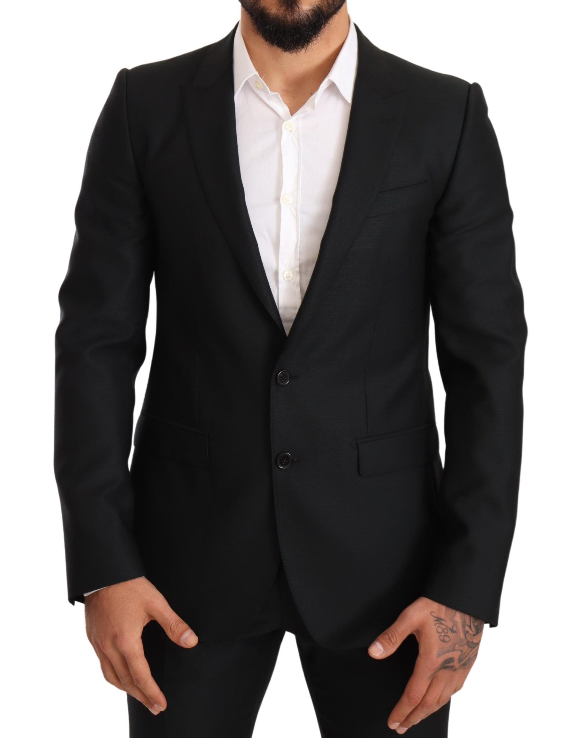 Dolce & Gabbana Sleek Black Virgin Wool Martini Suit