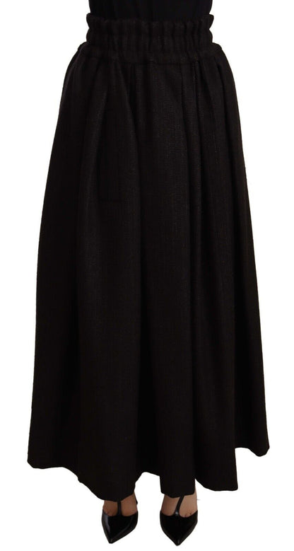 Dolce & Gabbana Elegant High Waist Maxi A-line Wool Skirt