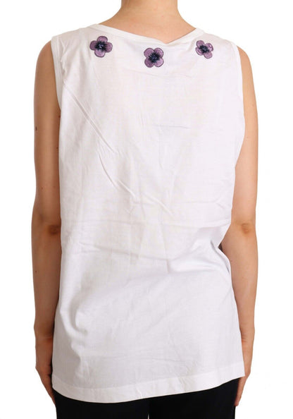 Dolce & Gabbana Floral Trim Logo Tank Top in White