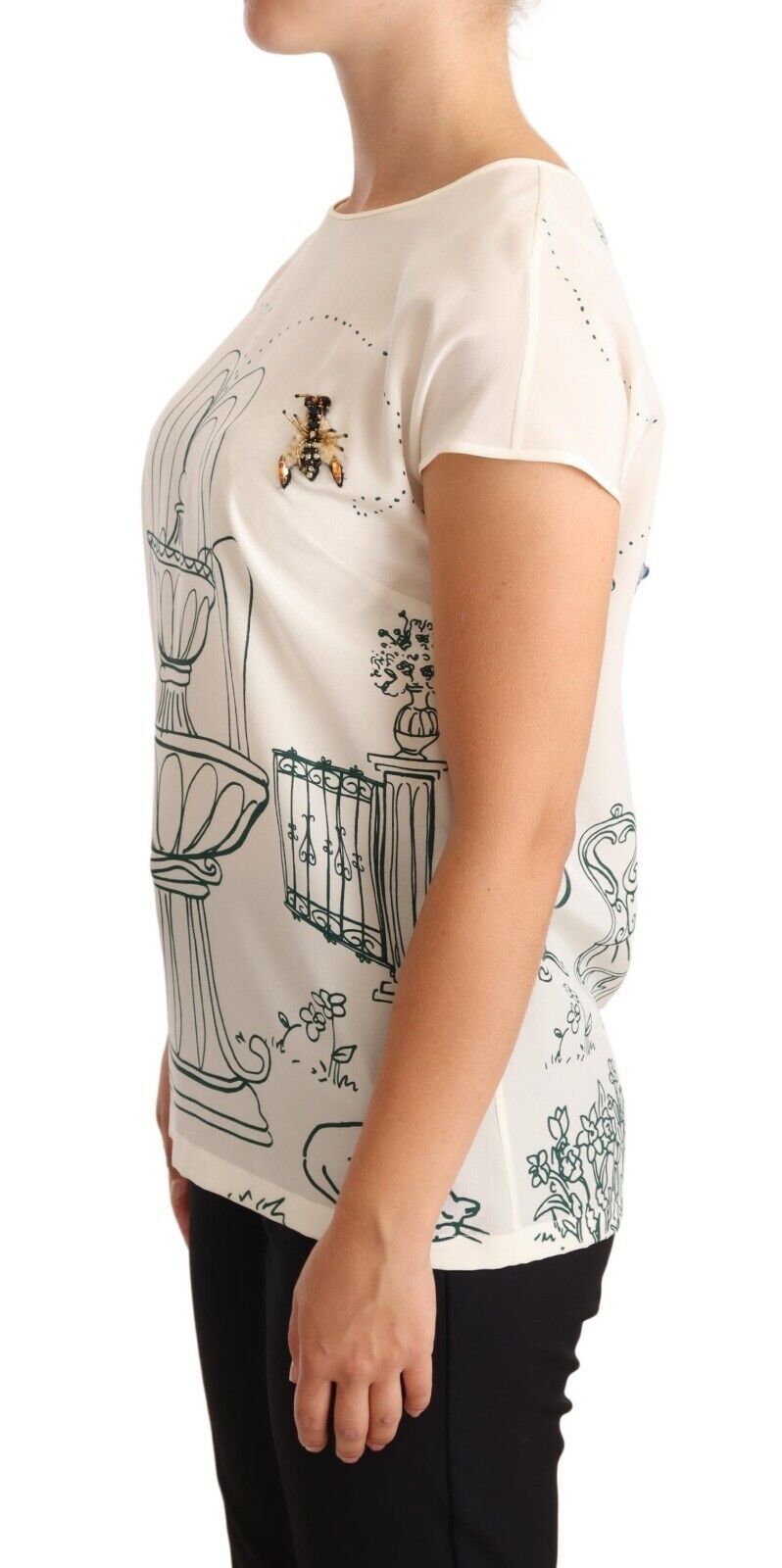 Dolce & Gabbana Elegant Silk Botanical Garden Fountain Tee