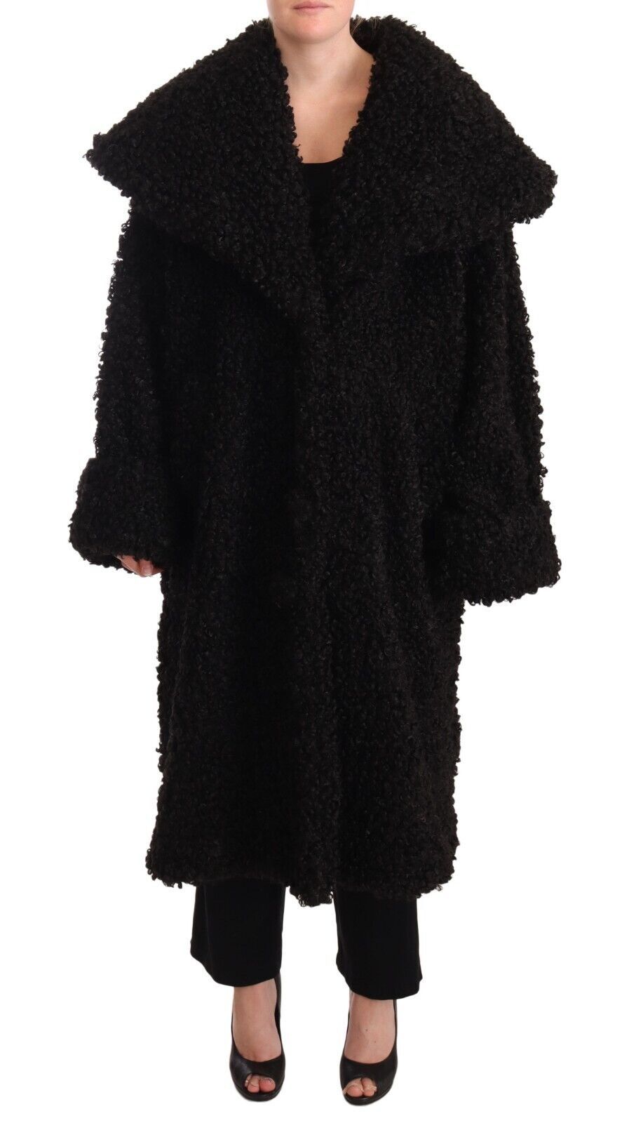 Dolce & Gabbana Elegant Black Fur Cape Trench Coat