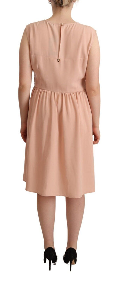 Twinset Elegant Beige Sleeveless Shift Dress