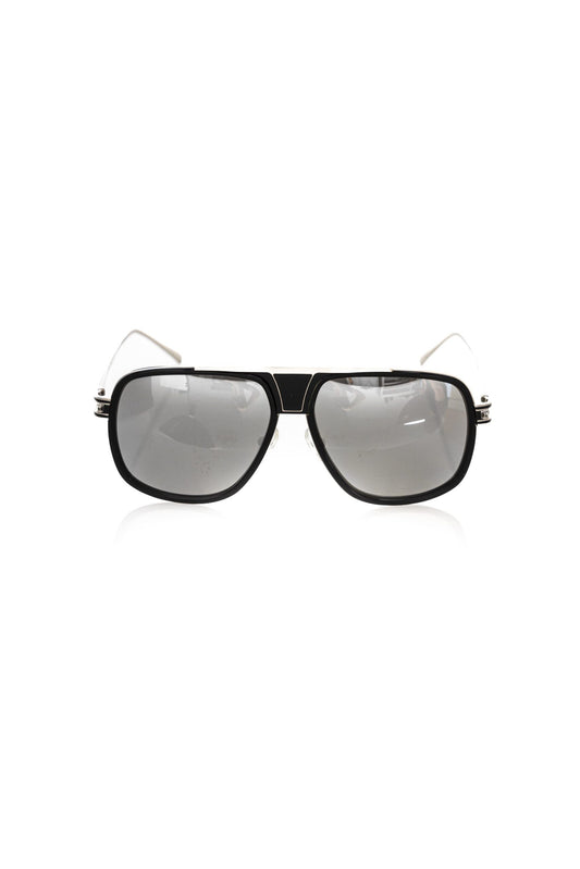 Frankie Morello Black Metallic Fiber Men Sunglass