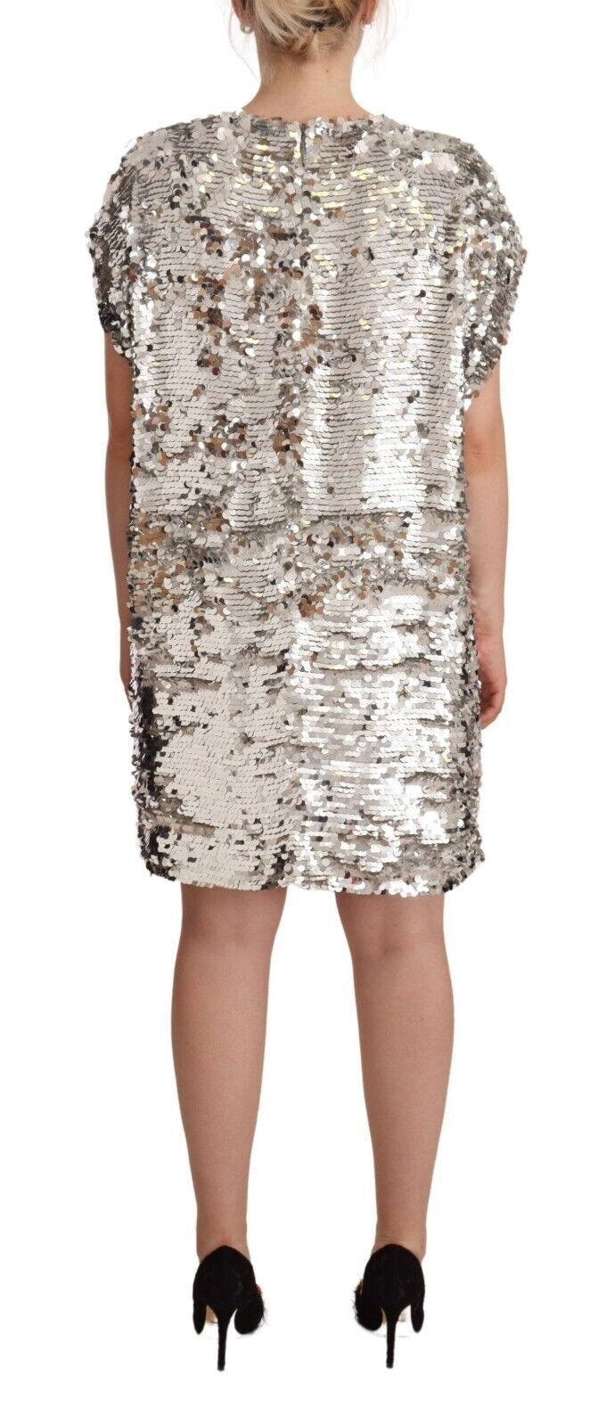 MSGM Elegant Sequined Boat Neck Mini Dress