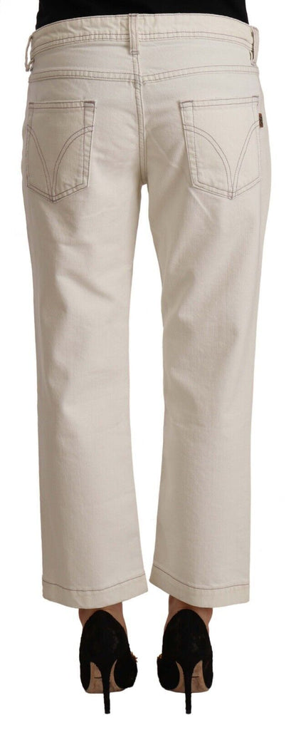 Dolce & Gabbana Chic Off-White Cropped Jeans - Fashionista Must-Have