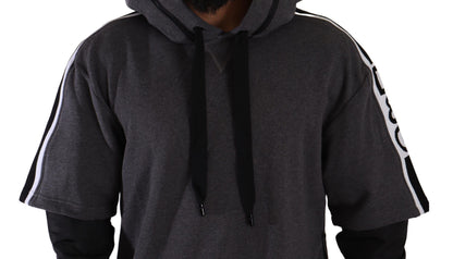 Dolce & Gabbana Elegant Hooded Black & Gray Pullover Sweatshirt