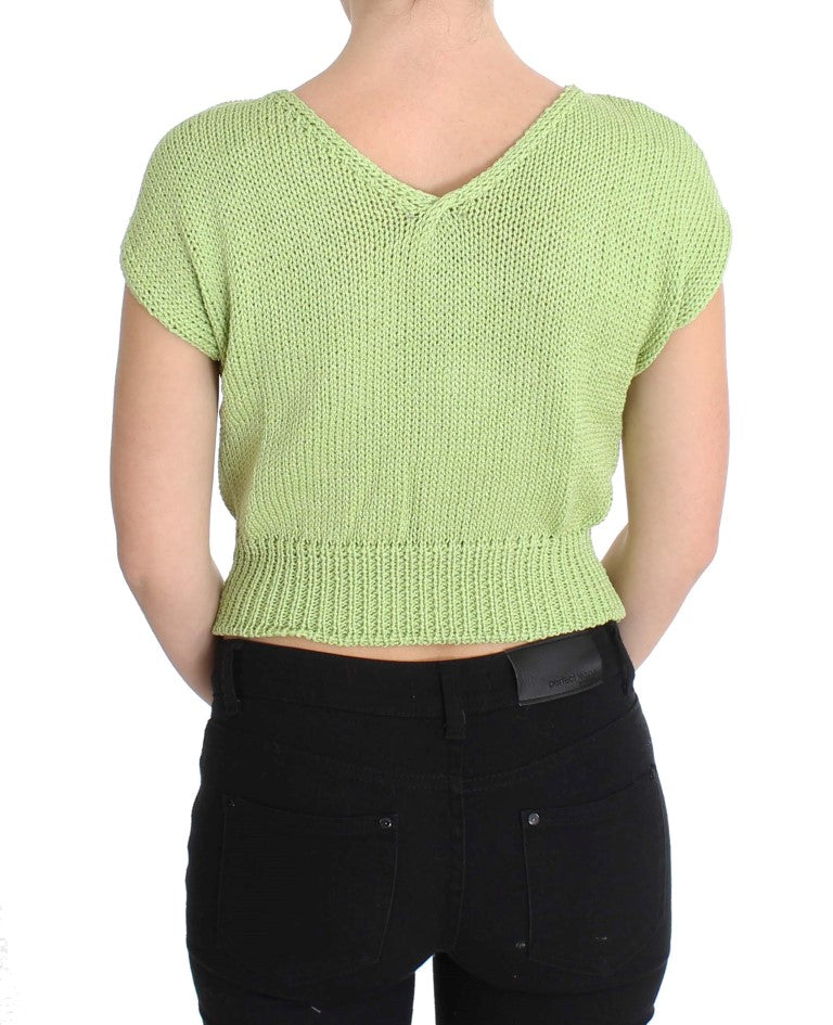 PINK MEMORIES Elegant Green Knitted Sleeveless Vest Sweater