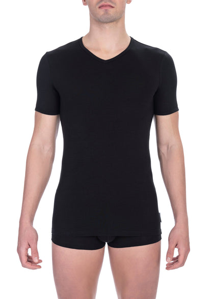 Bikkembergs Black Cotton Men's V-Neck T-Shirt