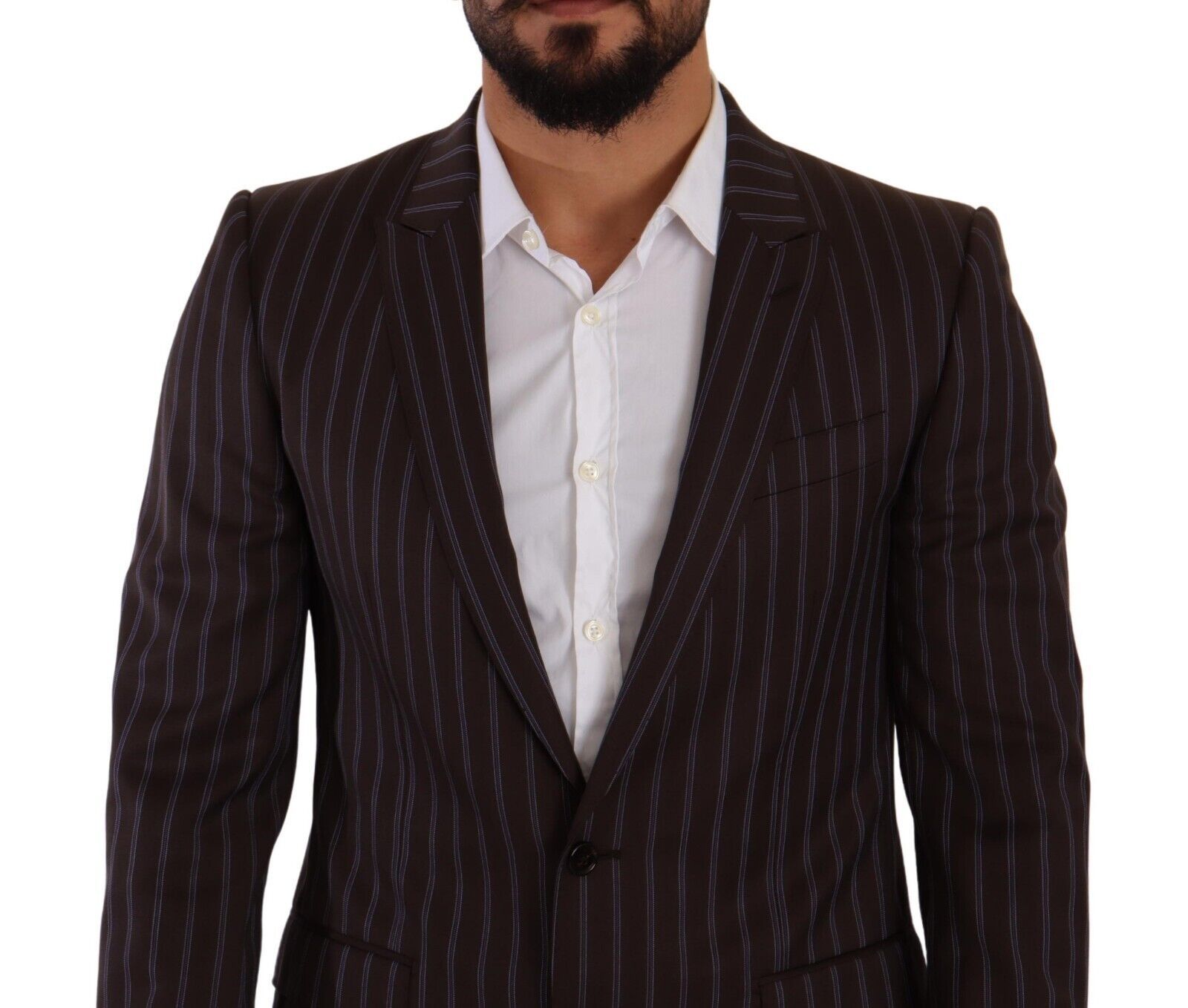 Dolce & Gabbana Elegant Maroon Striped Slim Fit Suit