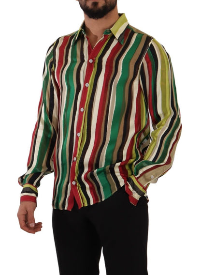 Dolce & Gabbana Elegant Multicolor Striped Silk Blend Shirt