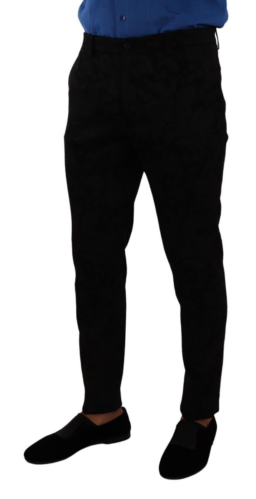 Dolce & Gabbana Elegant Slim Fit Dress Pants in Black Brocade